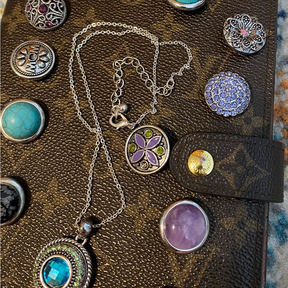 Silver necklace and snap off charms bundle festival boho trendy fashion jewelry